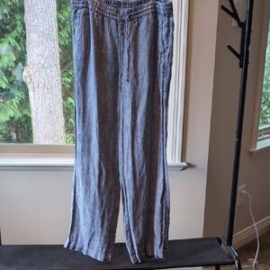Talbots Blue Striped Linen Pants